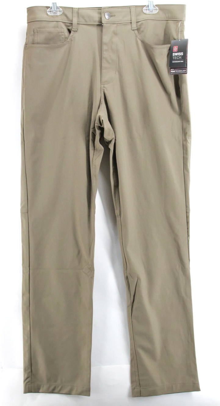 NWT Swiss Tech Mens 34x34 Tan Khaki Travel Pants Performance Gear